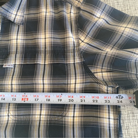 Carhartt Large Force Relaxed Fit Gray Plaid Button Up Outdoors Long Sleeve Logo - Picture 7 of 11